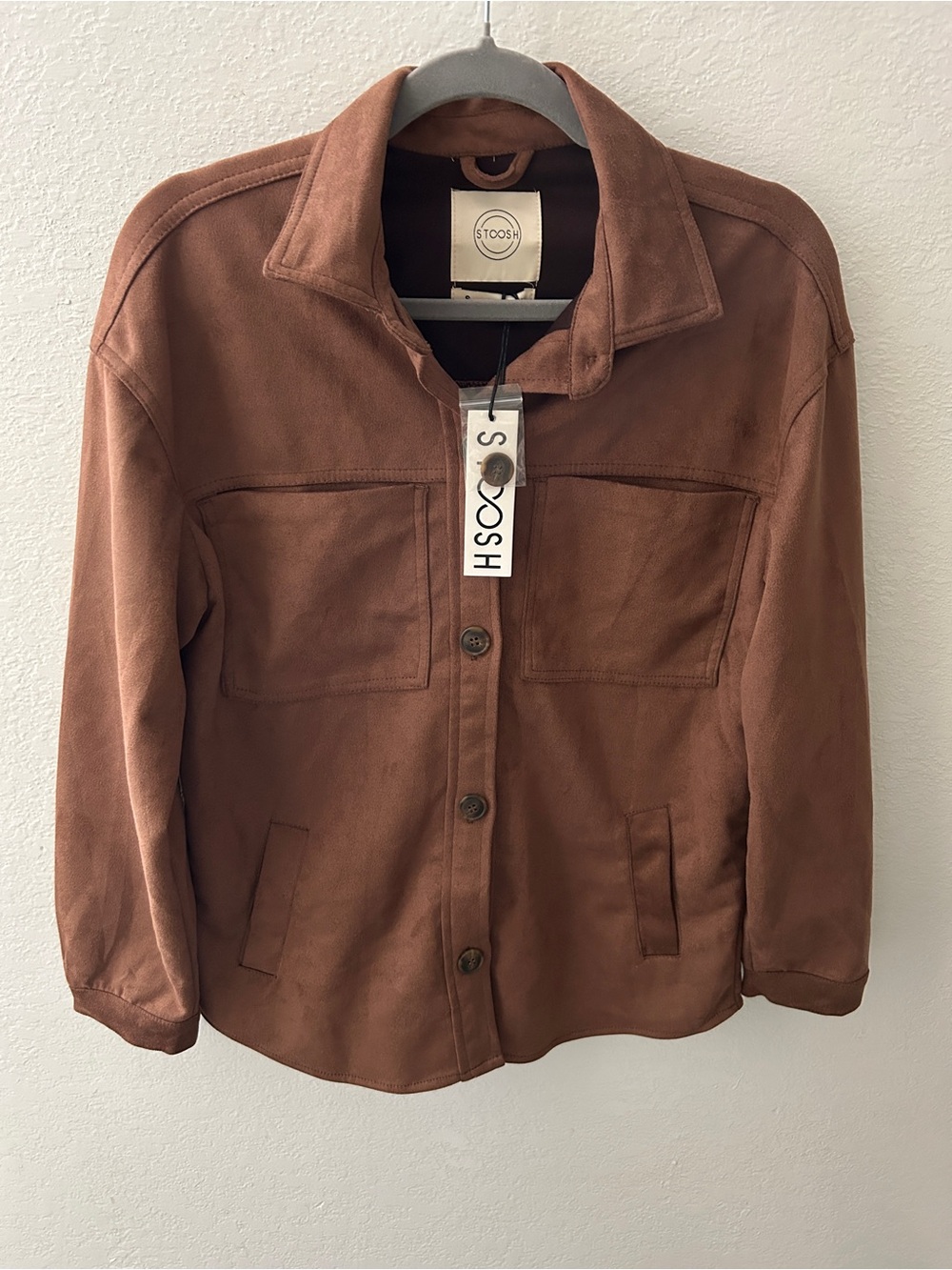 NWT Brown suede button up